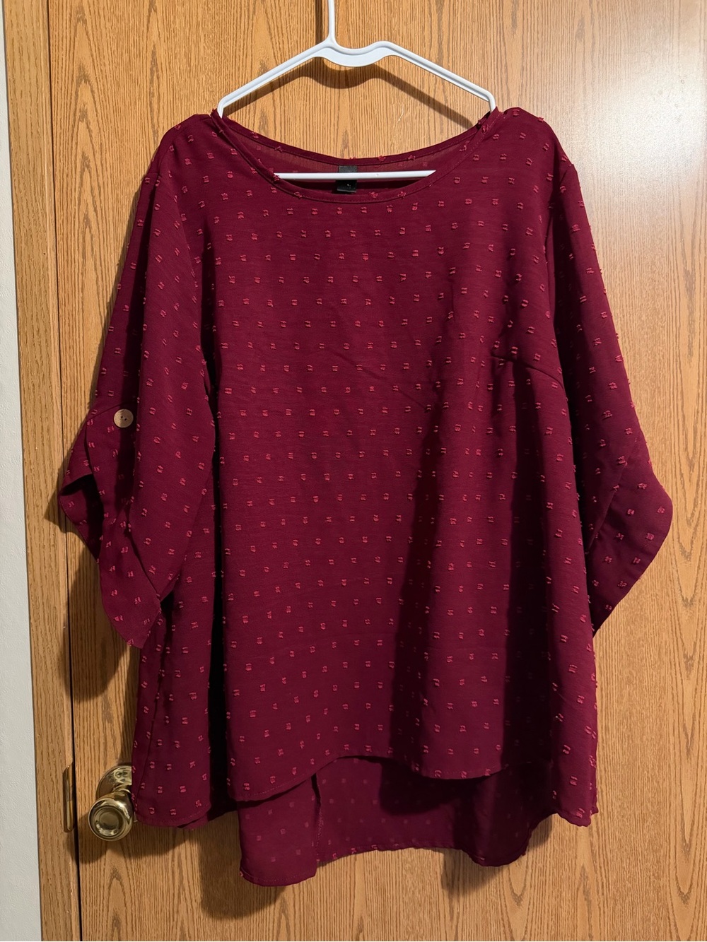 SHEIN Burgundy Dot-Detail Relaxed Tunic